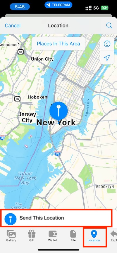 Telegram attach location Telegram attach location